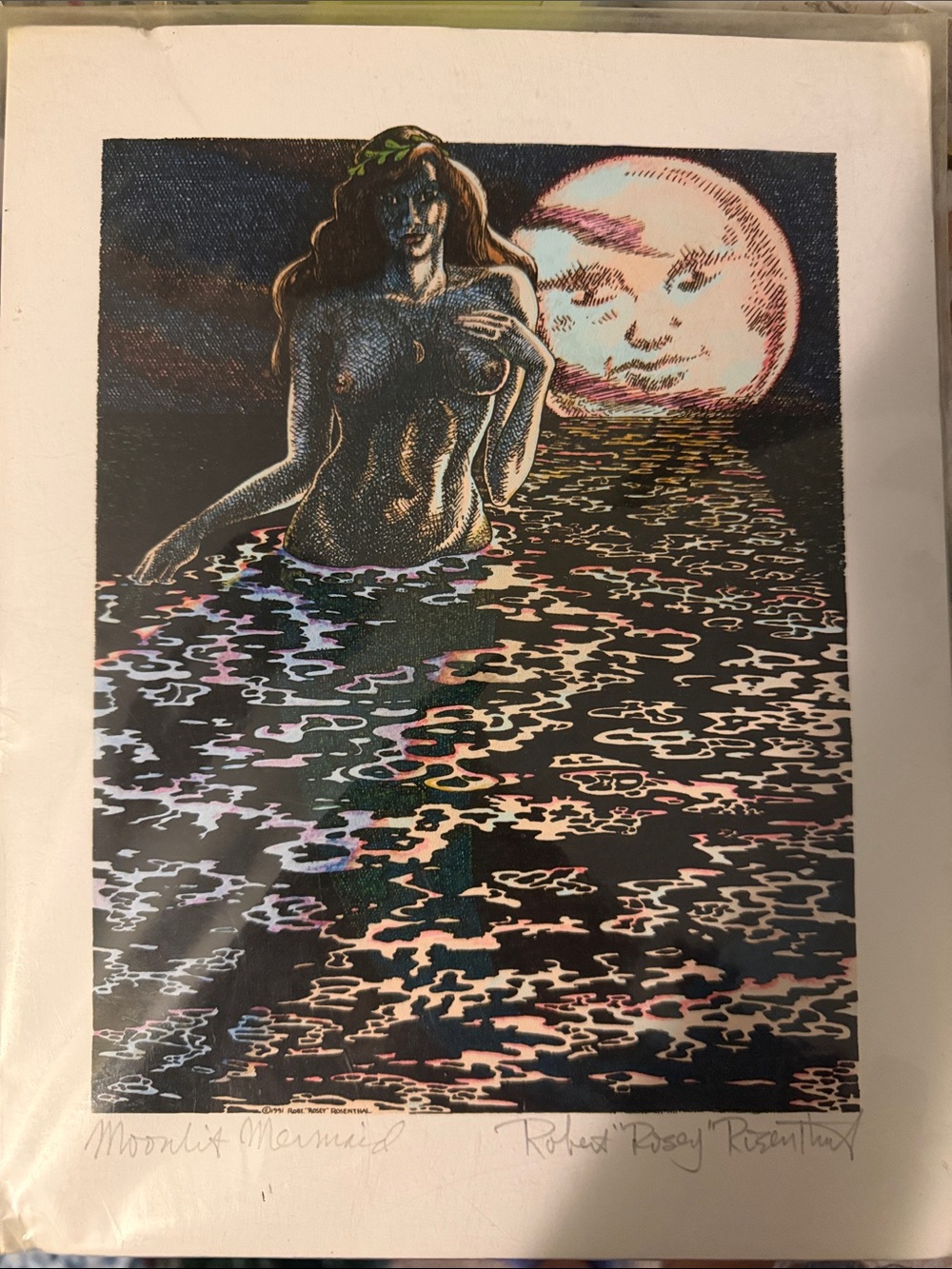 Moonlit Mermaid Art Print - Multicolor